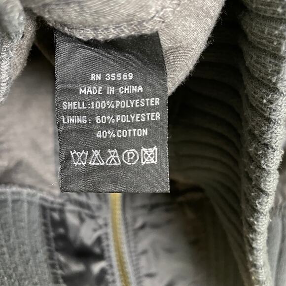 Alpha Industries Flight Jacket Mens Medium Grey Outdoors Full Zip Lined Hooded - Picture 10 of 10